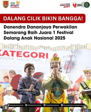 Dalang Cilik Asal Semarang Raih Juara 1 Festival Dalang Anak Nasional 2025